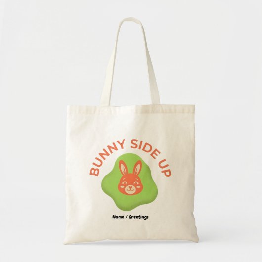 Bunny Side Up Retro Pasen Ei Grafisch Ontwerp Tote Bag (Voorkant)