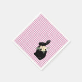 Bunny Silhouet Bloemen Roze Houndstooth Pasen Servet (Hoek)