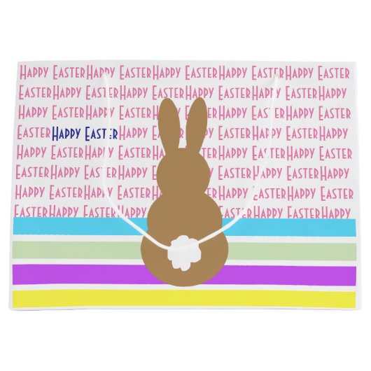 Bunny Silhouette en Happy Easter Design Groot Cadeauzakje (Voorkant)