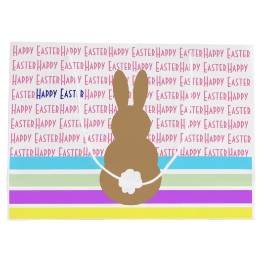 Bunny Silhouette en Happy Easter Design Groot Cadeauzakje (Achterkant)