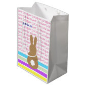 Bunny Silhouette en Happy Easter Design Medium Cadeauzakje (Achterkant Gekanteld)