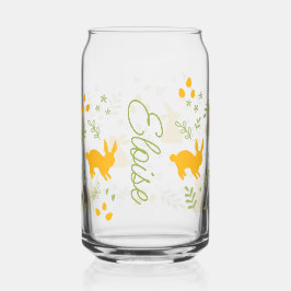 Bunny Silhouette & Greenery Patroon Gepersonalisee Blikvorm Glas