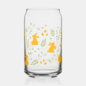 Bunny Silhouette & Greenery Patroon Gepersonalisee Blikvorm Glas (Achterkant)