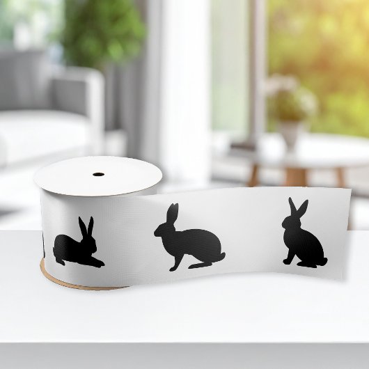 Bunny Silhouettes In Black Cute Easter Satijnen Lint