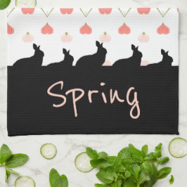 Bunny silhouettes in zwart met roze theedoek
