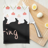 Bunny silhouettes in zwart met roze theedoek (Quarter Fold)