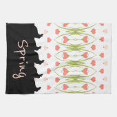 Bunny silhouettes in zwart met roze theedoek (Horizontaal)