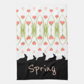 Bunny silhouettes in zwart met roze theedoek (Verticaal)