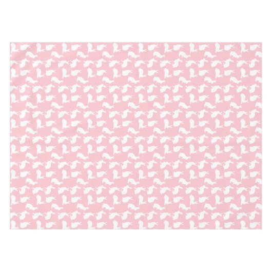 Bunny Silhouettes On Blush Pink Easter Pattern Tafelkleed (Voorkant (Horizontaal))