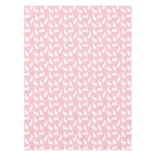 Bunny Silhouettes On Blush Pink Easter Pattern Tafelkleed (Voorkant)