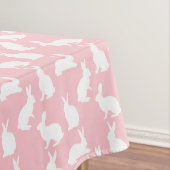 Bunny Silhouettes On Blush Pink Easter Pattern Tafelkleed (Voorbeeld)