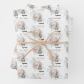 Bunny Skateboard Birthday Wrapping Paper Sheets (In situ)