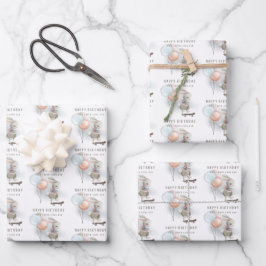 Bunny Skateboard Birthday Wrapping Paper Sheets