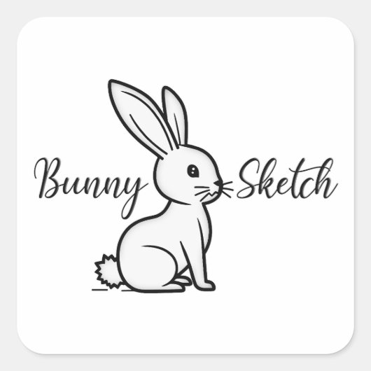Bunny Sketch – Hand Drawn Rabbit - Autocolante Vierkante Sticker (Voorkant)