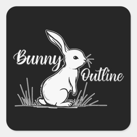 Bunny Sketch – Hand Drawn Rabbit - Autocolante Vierkante Sticker (Voorkant)