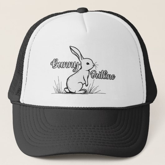 Bunny Sketch – Hand Drawn Rabbit Illustration boné Trucker Pet (Voorkant)