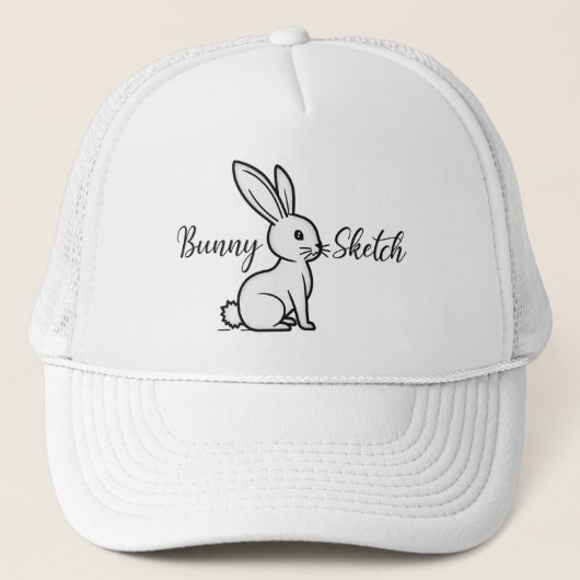 Bunny Sketch – Hand Drawn Rabbit Illustration boné Trucker Pet (Voorkant)