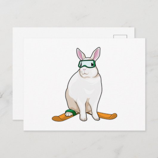 Bunny Skier Ski Briefkaart (Voorkant / Achterkant)