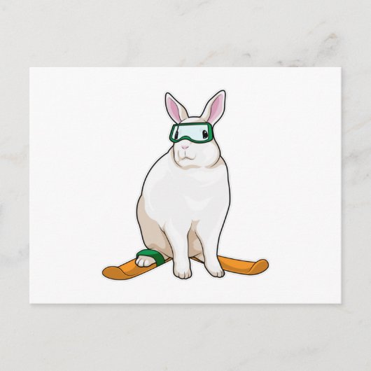 Bunny Skier Ski Briefkaart (Voorkant)