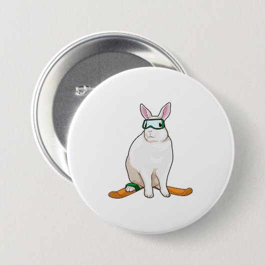 Bunny Skier Ski Ronde Button 7,6 Cm (Voorkant /achterkant)