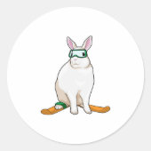 Bunny Skier Ski Ronde Sticker (Voorkant)