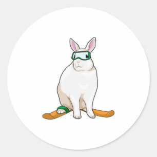 Bunny Skier Ski Ronde Sticker