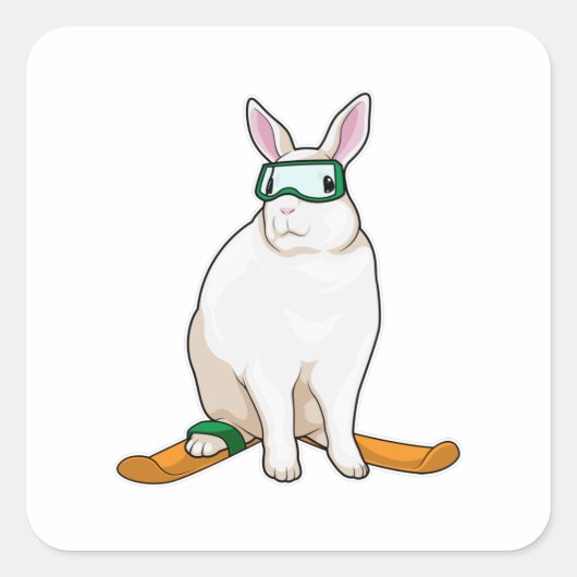 Bunny Skier Ski Vierkante Sticker (Voorkant)