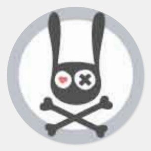 Bunny Skull en Crossbones met Hart en X Eye Ronde Sticker