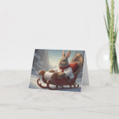 Bunny Sleigh Ride Kerstmis Kaart (Voorkant)