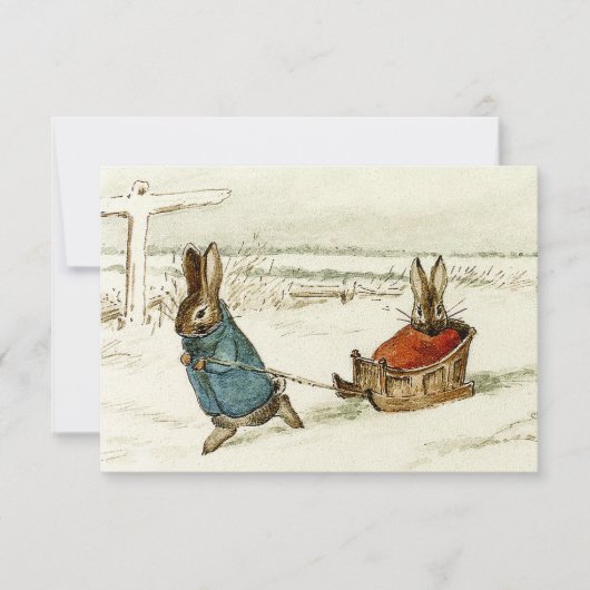 "Bunny Sleigh Ride" van Beatrix Potter Bedankkaart (Voorkant)