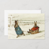 "Bunny Sleigh Ride" van Beatrix Potter Bedankkaart (Voorkant / Achterkant)