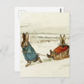 “Bunny Sleigh Ride” van Beatrix Potter Briefkaart (Voorkant / Achterkant)
