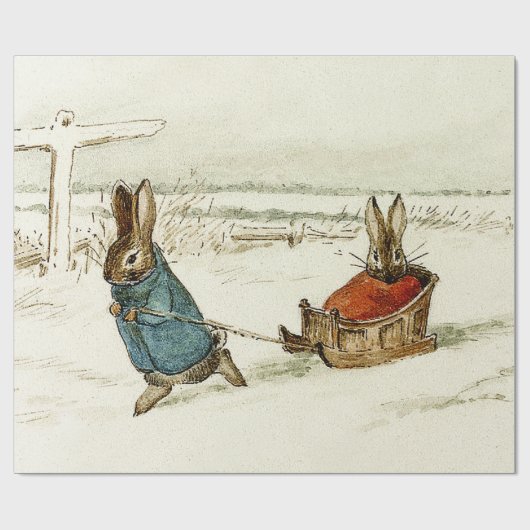 “Bunny Sleigh Ride” van Beatrix Potter Cadeaupapier (Vlak)