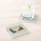 "Bunny Sleigh Ride" van Beatrix Potter Glazen Onderzetter (Schuin)