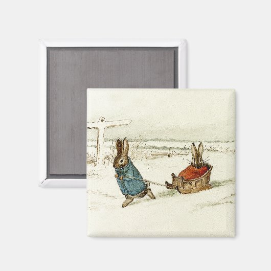 "Bunny Sleigh Ride" van Beatrix Potter Magneet (Voorkant / Achterkant)