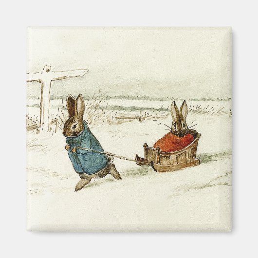 "Bunny Sleigh Ride" van Beatrix Potter Magneet (Voorkant)