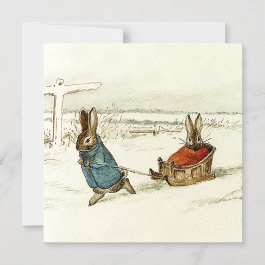 "Bunny Sleigh Ride" van Beatrix Potter Magnetische Uitnodiging (Voorkant)