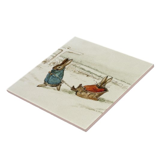 “Bunny Sleigh Ride” van Beatrix Potter Tegeltje (Zijkant)