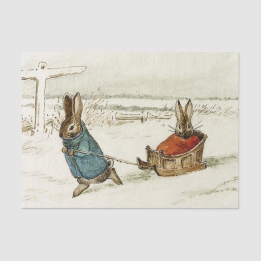 "Bunny Sleigh Ride" van Beatrix Potter Tissuepapier (Voorkant)