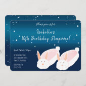 Bunny Slippers Blue Background Birthday Sleepover Kaart (Voorkant / Achterkant)