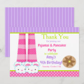 Bunny Slippers Pyjama & Pannenkoeken Verjaardagsfe Bedankkaart (Voorkant / Achterkant)