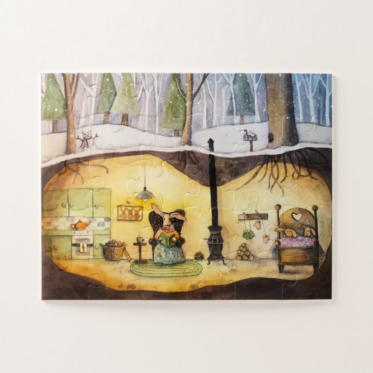 Bunny Sluimernatie 11x14 Puzzle (30 grote stukken) Legpuzzel (Horizontaal)