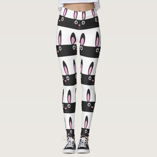 Bunny Smile Stripe Pattern Leggings (Voorkant)