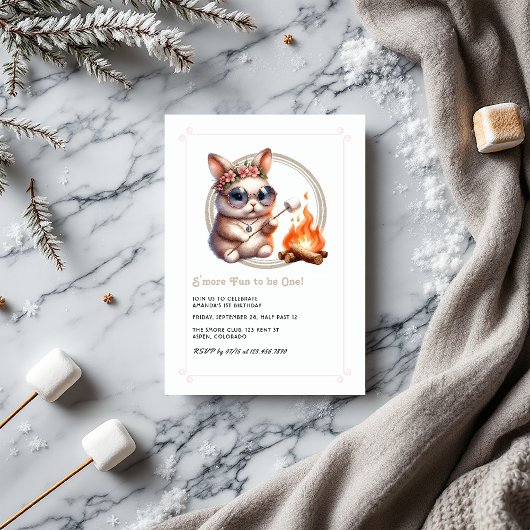 Bunny "S'more Fun to be One" Camping Verjaardag Kaart