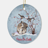 Bunny & Sneeuwvogels Keramisch Ornament (Links)