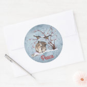 Bunny & Sneeuwvogels Ronde Sticker (Envelop)