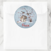 Bunny & Sneeuwvogels Ronde Sticker (Tas)