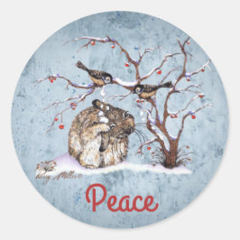 Bunny & Sneeuwvogels Ronde Sticker