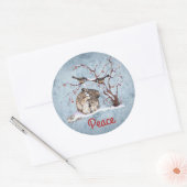 Bunny & Sneeuwvogels Ronde Sticker (Envelop)