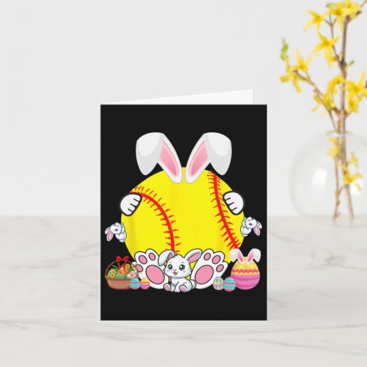 Bunny Softbal Kostuum Pasen Speler Fan Hunt Kaart (Gele Bloem)